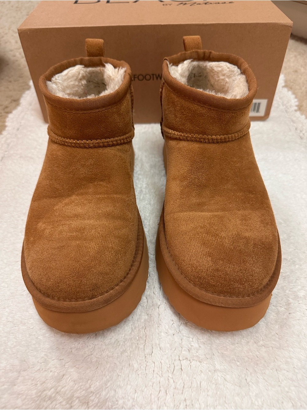 Matisse Chestnut Brown Suede-Look Faux Fur Lined Ankle Booties